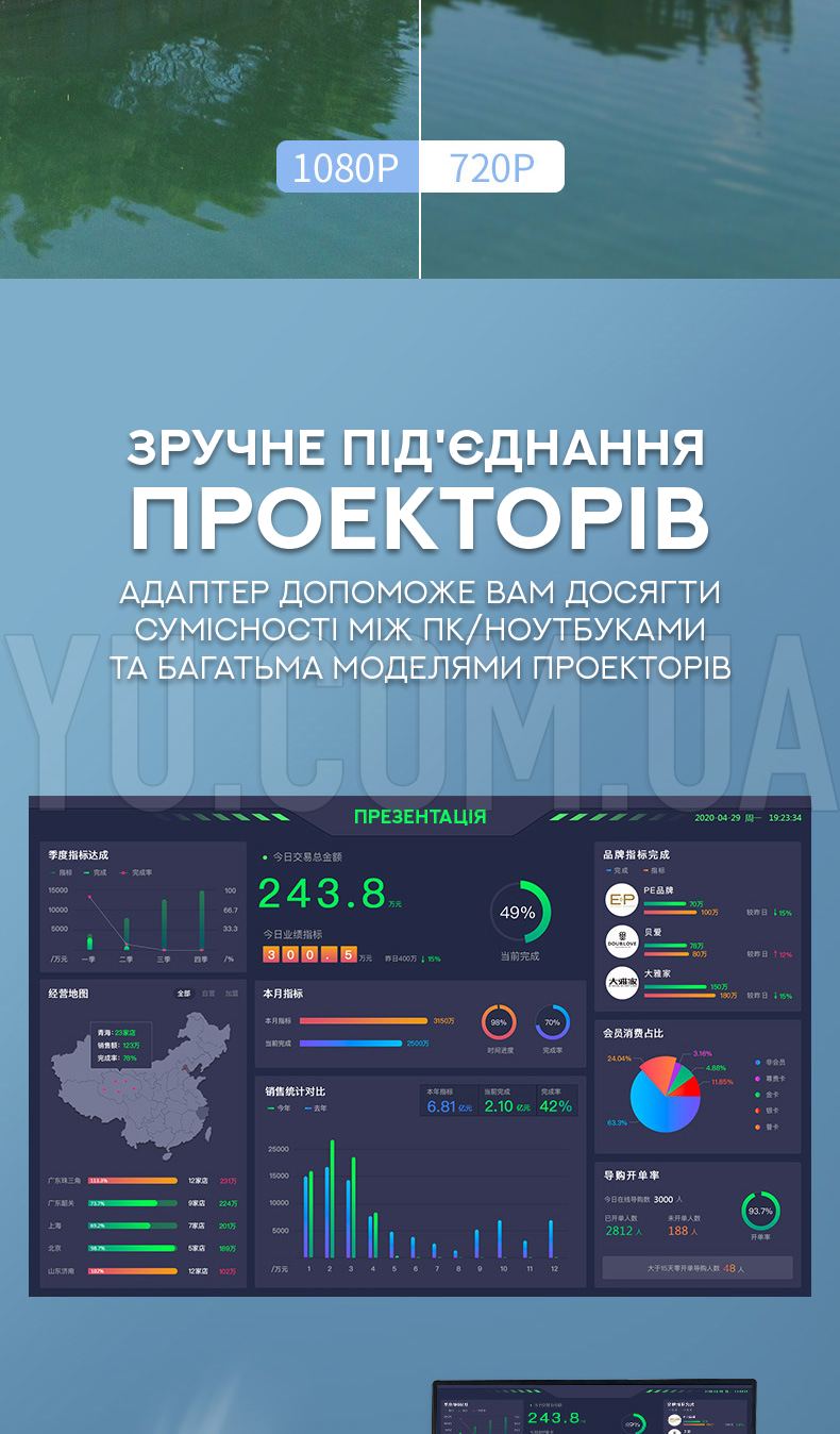 Адаптер-перехідник HDMI to VGA OUT Black Адаптер-перехідник HDMI to VGA OUT Black